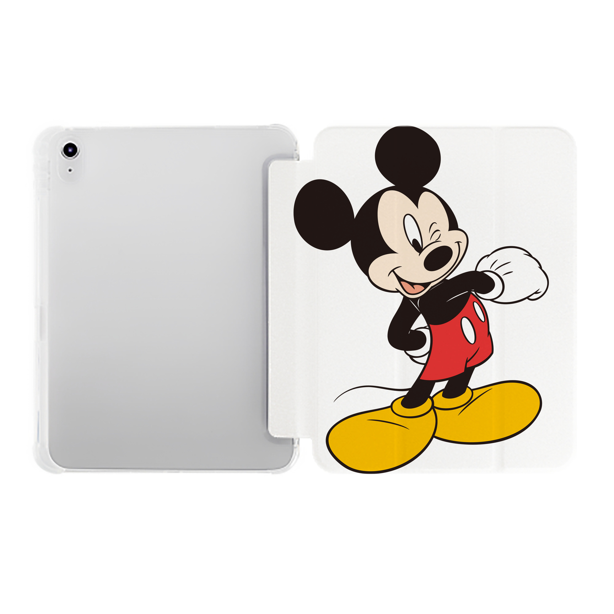 （画像用） ミッキーマウス Mickey Mouse IPad ケース ペン収納付き 三つ折りスタンド PUレザー×シリコン 対応機種9.5/10.5/10.9インチ